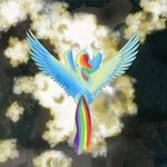  clouds female flying friendship_is_magic hair multi-color my_little_pony pegaasus rainbow_dash_(mlp) sergrus solo wings 