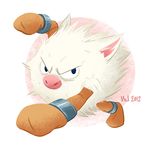  melanie_matthews no_humans no_mouth pokemon pokemon_(creature) primeape punching signature simple_background solo white_background 