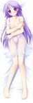  absurdres babydoll blush bulge dakimakura full-face_blush full_body happiness! highres ko~cha legs male_focus nipples otoko_no_ko panties pink_panties purple_eyes purple_hair see-through solo underwear undressing vector_trace watarase_jun 