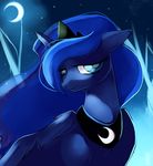  blue_eyes blue_hair cool_colors crown equine female feral friendship_is_magic hair horn horse kohtek long_hair looking_at_viewer mammal moon my_little_pony night pony princess_luna_(mlp) solo winged_unicorn wings 