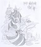  equine female friendship_is_magic hair halloween holidays horn horse lolover long_hair mammal monochrome my_little_pony nightmare pony sketch solo twilight_sparkle_(mlp) unicorn 