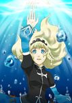  1girl blonde_hair blue_eyes braid breasts flower long_hair open_mouth rose shirley_fennes tales_of_(series) tales_of_legendia under_water underwater water 