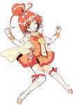  amezawa_koma bike_shorts boots cure_sunny full_body grin hair_bun hino_akane_(smile_precure!) magical_girl no_choker one_eye_closed orange_(color) orange_eyes orange_hair orange_skirt precure red_shorts short_hair shorts shorts_under_skirt skirt smile smile_precure! solo thigh_boots thighhighs white_background white_legwear 