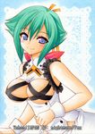  aquarion_(series) aquarion_evol blush bow breasts covered_nipples frills green_hair hair_ribbon large_breasts nightmare77zx purple_eyes revealing_clothes ribbon smile solo watermark web_address wrist_cuffs zessica_wong 
