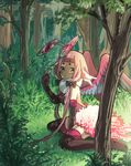  angel_wings animal antenna antennae antennai bird forest highres monster_girl nature pink_hair plant plants tree wings 