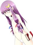  1boy blush bulge crescent crossdressing edit edited genderswap glasses long_hair male male_focus patchouli_knowledge photoshop purple_eyes purple_hair sling_bikini solo swimsuit touhou trap 