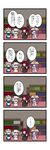  4koma bat_wings book bookshelf braid chibi closed_eyes comic dora_ita grey_hair hat head_wings highres izayoi_sakuya koakuma lavender_hair long_hair maid_headdress multiple_girls patchouli_knowledge purple_hair red_hair remilia_scarlet short_hair touhou translated twin_braids wings 