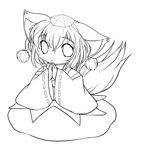  absurdres animal_ears greyscale hat highres inubashiri_momiji japanese_clothes lineart looking_at_viewer monochrome short_hair solo tail tokin_hat touhou transparent_background wolf_ears wolf_tail yume_shokunin 