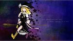  bad_id bad_pixiv_id blonde_hair boots bow braid broom broom_riding cross-laced_footwear english grin hair_bow hat hat_ribbon highres kirisame_marisa lace-up_boots lif long_hair mini-hakkero ribbon side_braid sidesaddle single_braid skirt skirt_set smile solo star touhou witch_hat yellow_eyes 