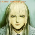  blue_eyes character_name face fetishy fur fur_trim jormungand koko_hekmatyar lips necktie silver_hair solo white_hair 