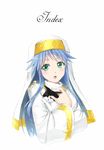  :o blue_hair blush cat character_name green_eyes habit hood index long_hair nun robe saty-rokuji to_aru_majutsu_no_index upper_body 