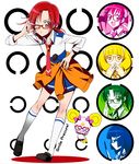  &gt;_&lt; adjusting_eyewear aoki_reika bespectacled blue-framed_eyewear bow candy_(smile_precure!) closed_eyes clothes_around_waist copyright_name eye_chart eyelashes glasses green-framed_eyewear hair_ornament hairpin heart heart-shaped_eyewear highres hino_akane_(smile_precure!) hoshizora_miyuki kise_yayoi landolt_c loafers mahkn midorikawa_nao multiple_girls nanairogaoka_middle_school_uniform necktie one_eye_closed pink-framed_eyewear pink_bow precure red-framed_eyewear school_uniform semi-rimless_eyewear shoes sleeves_rolled_up smile_precure! socks standing sweater sweater_around_waist under-rim_eyewear yellow-framed_eyewear 