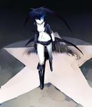  1girl absurdres bare_legs black_hair black_rock_shooter black_rock_shooter_(character) blue_eyes boots breasts highres nipple nipples nreasts scar solo zjcconan 