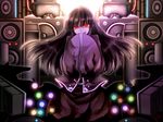  :p amplifier black_hair glowing glowing_eyes hands_in_opposite_sleeves houraisan_kaguya kazetto skirt solo tongue tongue_out touhou 