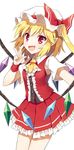  bad_id bad_pixiv_id blonde_hair cowboy_shot flandre_scarlet hat mauve red_eyes short_hair solo touhou wings 