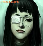  black_hair character_name eyepatch face fetishy green_eyes jormungand lips lipstick makeup sofia_valmer solo 