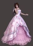  3d bare_shoulders breasts copyright_request dress flower highres large_breasts rose solo tiara wedding_dress znz 