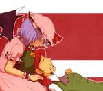  bad_id bad_pixiv_id closed_eyes hand_on_another's_face hong_meiling lap_pillow multiple_girls nawo_(peace) profile remilia_scarlet smile touhou wrist_cuffs 