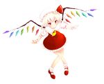  ascot blonde_hair dakian fang flandre_scarlet hat long_hair red_eyes side_ponytail simple_background skirt skirt_set smile solo touhou white_background wings wrist_cuffs 