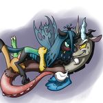  changeling discord_(mlp) draconequus dragon duo equine eye_contact fangs female feral friendship_is_magic grin horn interspecies male mammal my_little_pony open_mouth penetration penis pussy_juice queen_chrysalis_(mlp) sex sharpy smile straight tongue wings 