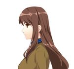  brown_eyes brown_hair fate/extra fate_(series) kishinami_hakuno_(female) long_hair pesu_(penpen) profile school_uniform simple_background solo tsukumihara_academy_uniform_(fate/extra) white_background 