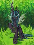  changeling female feral friendship_is_magic horn lizspit my_little_pony queen queen_chrysalis_(mlp) royalty solo traditional_art traditional_media wings 