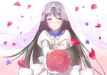  black_hair dress flower ib ib_(ib) kyougoku_touya long_hair red_eyes solo tiara wedding_dress 