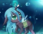  arthropod blue_hair bubble butterfly changeling cute equine fangs female feral friendship_is_magic green_eyes hair horn horse insect mammal mandy-zim my_little_pony queen_chrysalis_(mlp) solo wings young 