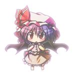  bad_id bad_pixiv_id black_wings blush_stickers chibi dress frills hat looking_at_viewer purple_hair red_eyes remilia_scarlet ryogo simple_background solo touhou white_background wings 
