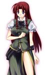  banned_artist blue_eyes bow braid breasts hong_meiling huge_breasts red_hair solo suisen touhou 