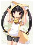  bell black_hair fhara jingle_bell kooh long_hair pangya red_eyes shorts solo tail twintails 