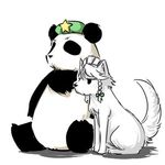  braid dog hat hong_meiling hong_meiling_(panda) izayoi_sakuya lowres no_humans panda tajima_yuuki touhou 