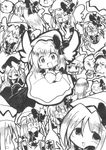  chibi dual_persona greyscale hat lily_black lily_white monochrome multiple_girls touhou vu_(oyavun) wings 