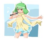  ahoge dress green_hair macross macross_frontier microphone music ranka_lee red_eyes scarf singing sixtwig solo 