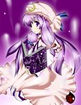  :o blush book crescent full_body hat holding holding_book jum_(parallel_parasol) long_hair mob_cap open_book parted_lips patchouli_knowledge purple_background purple_eyes purple_hair seiza simple_background sitting solo touhou very_long_hair 