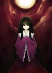  black_hair cloud expressionless houraisan_kaguya kashiwagi_kazuhiro long_hair long_sleeves moon pale_skin red_eyes ribbon solo touhou very_long_hair 