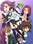  4boys ashford_academy_uniform blue_eyes bodysuit boots breasts brown_hair c.c. cleavage code_geass euphemia_li_britannia genderswap genderswap_(ftm) genderswap_(mtf) green_eyes green_hair iyou jpeg_artifacts kallen_stadtfeld kururugi_suzaku lelouch_lamperouge long_hair luluko mizuno_poppo multiple_boys multiple_girls orange_hair order_of_the_black_knights_uniform panties pilot_suit red_hair school_uniform shirley_fenette short_hair skin_tight suzako thigh_boots thighhighs underwear 