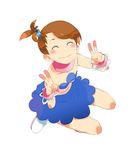  cute_&amp;_girly_(idolmaster) futami_ami hair_bobbles hair_ornament happy idolmaster idolmaster_(classic) idolmaster_1 rakuraku solo v 