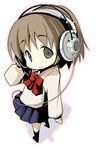  chibi headphones lowres original school_uniform serafuku solo tsukigami_runa 