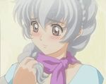  animated animated_gif blush full_metal_panic! grey_eyes hair_tousle hair_twirling lowres scarf screencap shy silver_hair solo teletha_testarossa 