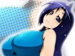  bare_shoulders blue_eyes blue_hair breasts huge_breasts idolmaster idolmaster_(classic) idolmaster_1 long_hair miura_azusa sleeveless sleeveless_turtleneck solo toudori turtleneck 