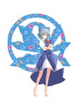  1girl barefoot bow cirno feet nabeshima_tetsuhiro solo touhou 