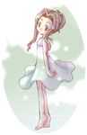  artist_request barefoot brown_eyes brown_hair digimon digimon_adventure dress full_body lowres skirt smile solo standing tachikawa_mimi white_skirt younger 