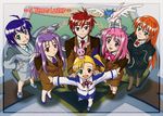  5girls ahoge black_legwear blonde_hair blue_eyes brown_hair caro_ru_lushe dragon erio_mondial friedrich green_eyes grin heterochromia long_hair lutecia_alpine lyrical_nanoha mahou_shoujo_lyrical_nanoha_strikers mahou_shoujo_lyrical_nanoha_vivid military military_uniform multiple_girls orange_hair pantyhose pencil_skirt pink_hair purple_hair red_eyes ryuhisho sacred_heart short_hair skirt smile subaru_nakajima teana_lanster teenage thighhighs timeskip tsab_air_military_uniform tsab_executive_military_uniform tsab_ground_military_uniform tsab_rescue_military_uniform uniform vivio white_legwear 