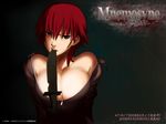  artist_request breasts cleavage huge_breasts knife laura_(mnemosyne) mnemosyne red_eyes red_hair solo 