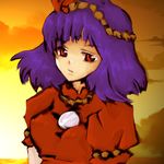  bad_id bad_pixiv_id bi_yuzu leaf lowres purple_hair red_eyes rope short_hair solo touhou yasaka_kanako 