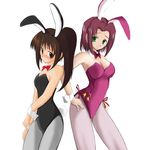  animal_ears bad_id bad_pixiv_id black_leotard bunny_ears bunnysuit code_geass crossover genderswap genderswap_(mtf) kallen_stadtfeld kyonko leotard multiple_girls muraya pantyhose pink_leotard suzumiya_haruhi_no_yuuutsu 