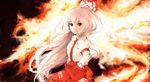  fire fujiwara_no_mokou goldregen long_hair red_eyes smile solo touhou white_hair 