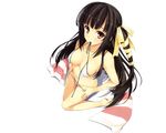  bikini black_hair blush cleavage koikishi_purely_kiss long_hair shidou_mana swimsuit undressing white yuuki_hagure 