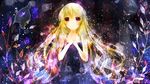  blonde_hair brown_eyes dress hands_together hinanosuke lily_(vocaloid) long_hair own_hands_together solo vocaloid 